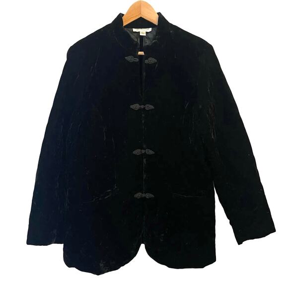 Coldwater Creek Womens Quilted Velvet Jacket L Chore Mandarin Collar Whimsigoth - Picture 2 of 16